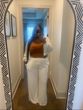 SHEIN White Drawstring Hoodie & Jogger Set